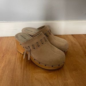 Wooden Suede Clogs